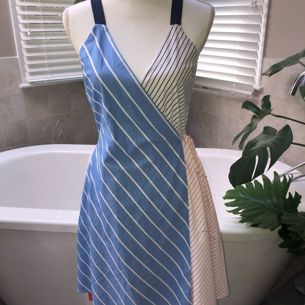 Joie color block stripe wrap around dress size 2